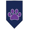 Unconditional Love Purple Swiss Dot Paw Screen Print Bandana Navy Blue Small UN916245